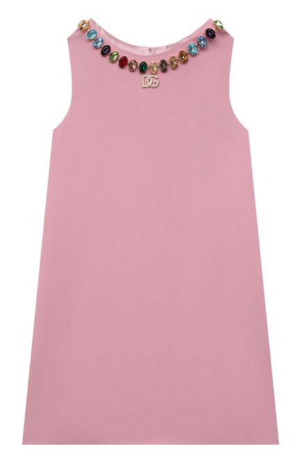 Детское платье DOLCE & GABBANA розового цвета, арт. L59D79/G7CI5/2-6 | Фото 1 (Материал подклада: Шелк; Рукава: Короткие; Материал внешний: Синтетический материал, Вискоза; Девочки Кросс-КТ: Платье-одежда; Случай: Вечерний; Ростовка одежда: 2 года | 92 см, 3 года | 98 см, 4 года | 104 см, 5 лет | 110 см, 6 лет | 116 см)