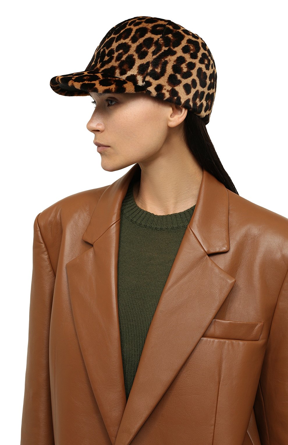 Женская кепка из меха кенгуру FURLAND леопардового цвета, арт. 0228830150003200000 | Фото 2 (Материал сплава: Проставлено; Нос: Не проставлено; Материал: Натуральный мех)