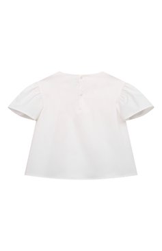 Детское хлопковая блузка IL GUFO белого цвета, арт. P23CC091C0046/10A-14A | Фото 2 (Рукава: Короткие; Случай: Повседневный; Материал сплава: Проставлено; Материал внешний: Хлопок; Драгоценные камни: Проставлено)