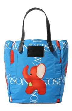 Женский сумка cabas JW ANDERSON синего цвета, арт. HB0472FA0162 800 | Фото 1 (Сумки-технические: Сумки-шопперы; Материал сплава: Проставлено; Материал: Текстиль; Драгоценные камни: Проставлено; Размер: large)