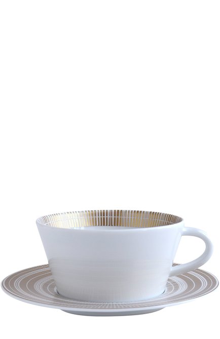 Чайная чашка с блюдцем canisse BERNARDAUD золотого цвета, арт. 1732/89 | Фото 1 (Статус проверки: Проверена категория; Интерьер_коллекция: Canisse; Ограничения доставки: fragile-2)