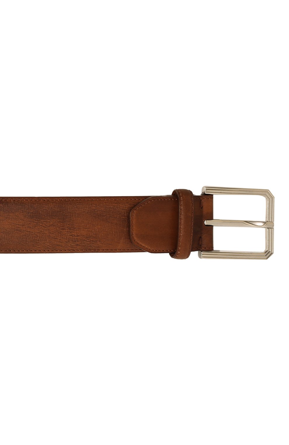 Мужской кожаный ремень KITON коричневого цвета, арт. USC17P/N00101 | Фото 4 (Случай: Повседневный; Материал: Натуральная кожа)