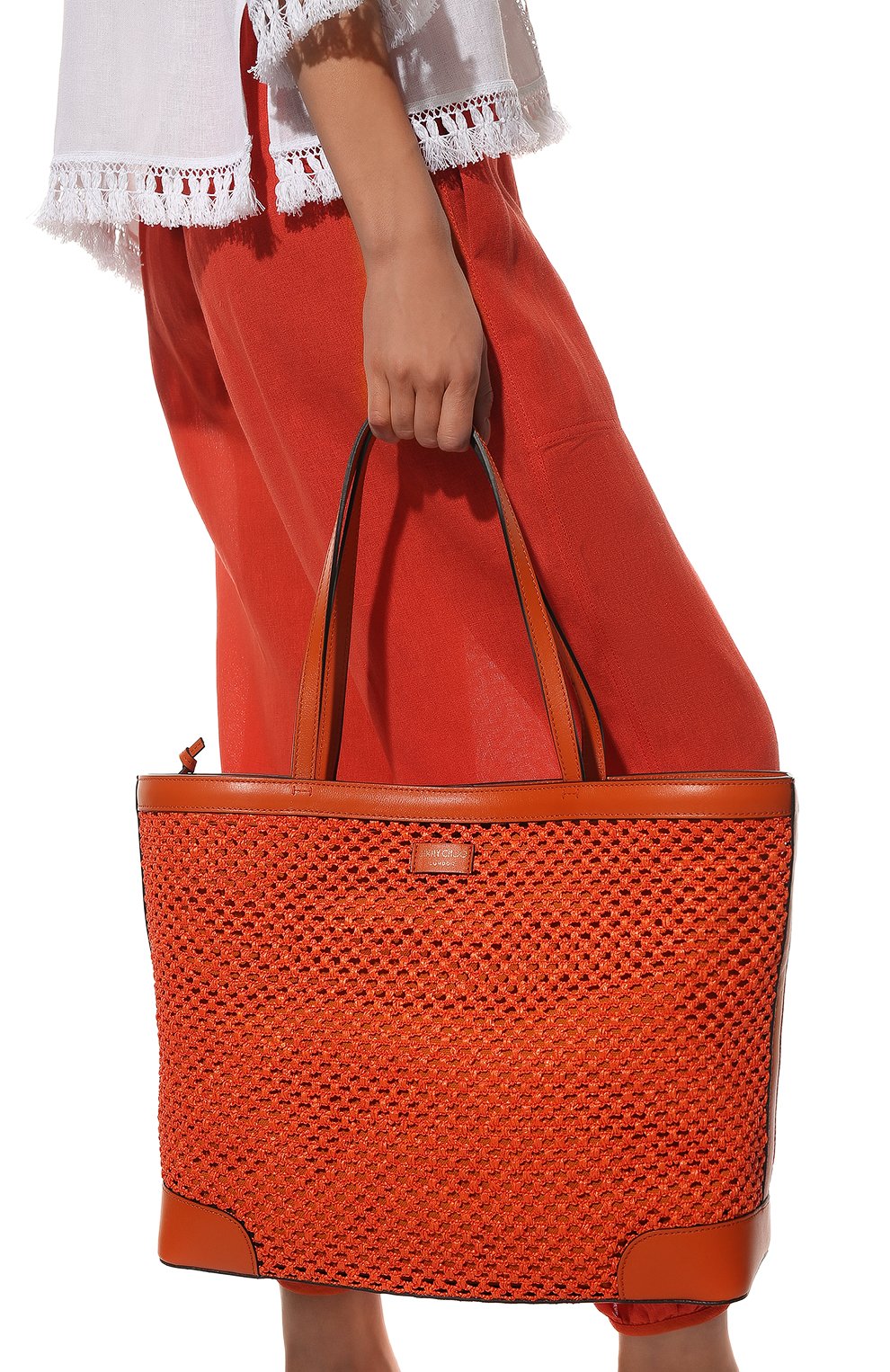 Женский сумка-тоут nine2five JIMMY CHOO оранжевого цвета, арт. NINE2FIVE E/W/VQU | Фото 2 (Сумки-технические: Сумки-шопперы; Материал: Текстиль; Размер: large)