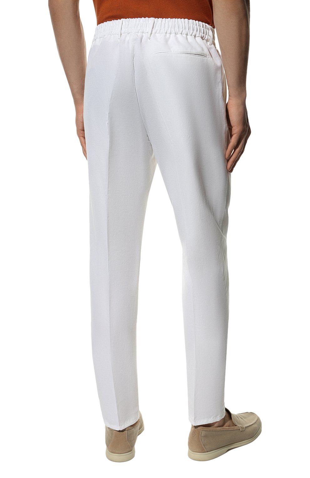 Мужские брюки из хлопка и льна BERWICH белого цвета, арт. SPIAGGIA/1/SB1534 | Фото 4 (Случай: Повседневный; Материал внешний: Хлопок, Лен; Стили: Кэжуэл)