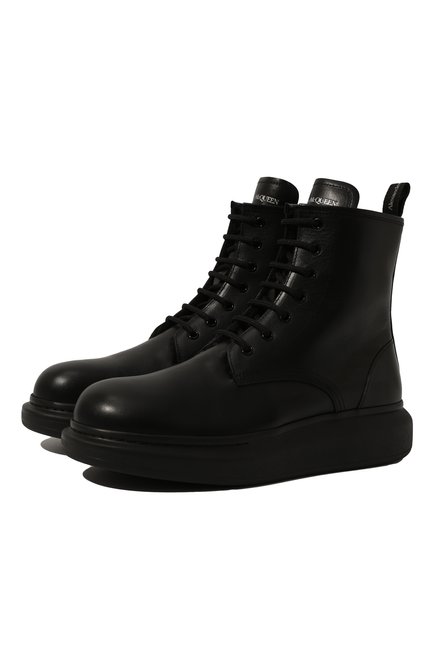 Мужские кожаные ботинки ALEXANDER MCQUEEN черного цвета по цене 89950 руб., арт. 604235/WHXE2 | Фото 1
