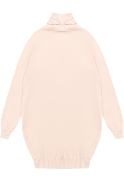 Детское трикотажное мини-платье с высоким воротником KUXO светло-розового цвета, арт. P719-100/8A-12A | Фото 2 (Рукава: Длинные; Статус проверки: Проверено, Проверена категория; Принт: Без принта; Девочки Кросс-КТ: Платье-одежда; Материал внешний: Вискоза)