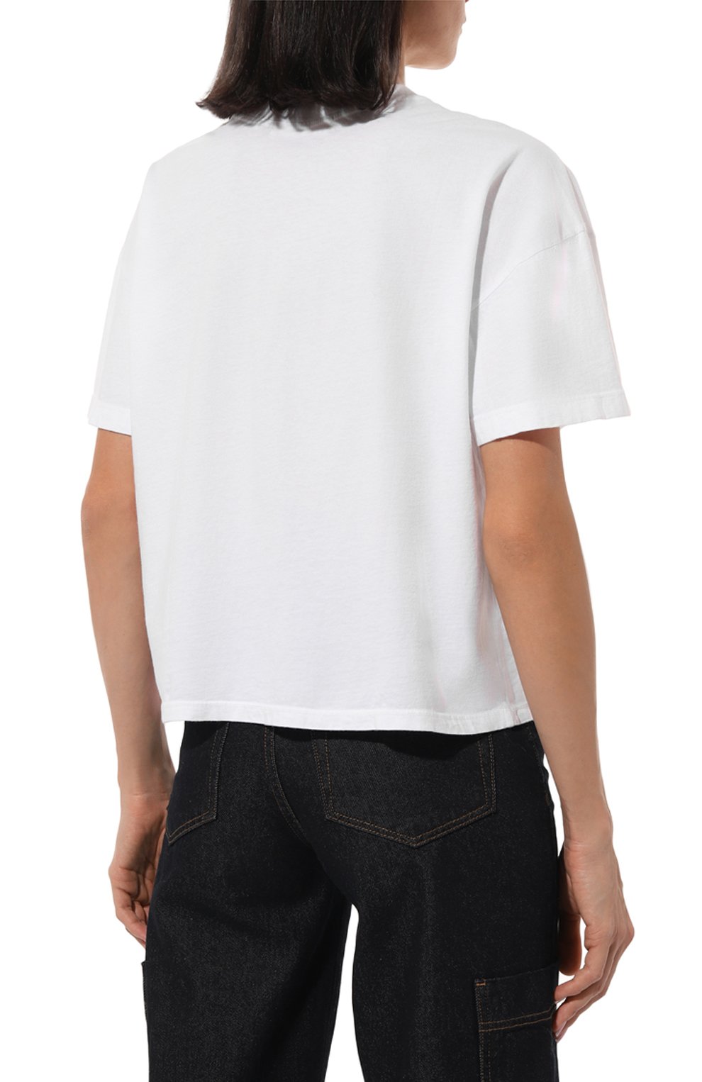 Женская хлопковая футболка ELECTRIC&ROSE белого цвета, арт. LFTP72-VEN | Фото 4 (Рукава: Короткие; Длина (для топов): Стандартные; Принт: С принтом; Материал сплава: Проставлено; Материал внешний: Хлопок; Женское Кросс-КТ: Футболка-одежда; Драгоценные камни: Проставлено)
