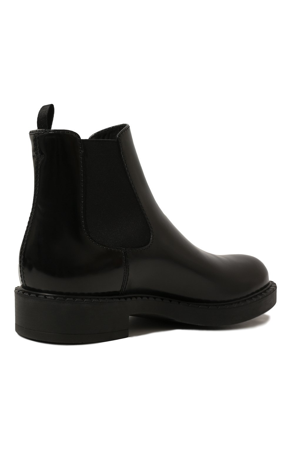 Мужские кожаные челси PRADA черного цве та, арт. 2TE168-P39-F0002 | Фото 5 (Материал утеплителя: Без утеплителя; Подошва: Плоская; Мужское Кросс-КТ: Челси-обувь)