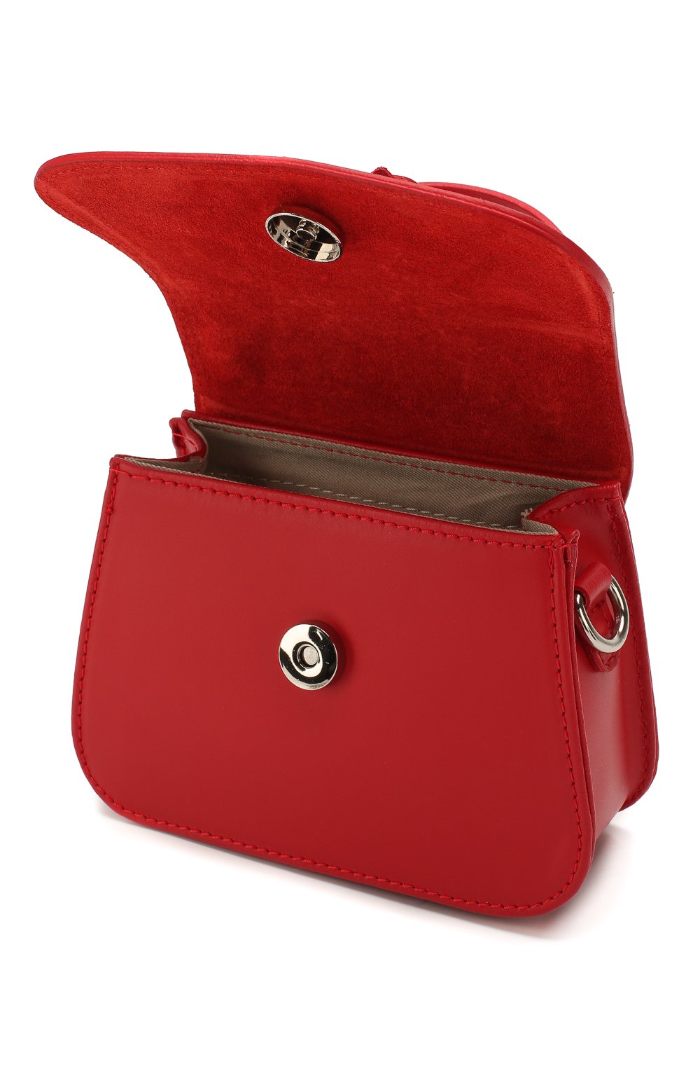 Детская кожаная сумка MONNALISA красного цвета, арт. 175BAS | Фото 3 (Материал: Натуральная кожа)