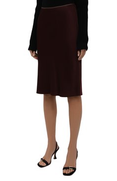 Женская юбка из вискозы DRIES VAN NOTEN бордового цвета, арт. 212-010892-3159 | Фото 3 (Региональные ограничения белый список (Axapta Mercury): RU; Женское Кросс-КТ: Юбка-одежда; Длина Ж (юбки, платья, шорты): До колена; Материал внешний: Вискоза; Стили: Минимализм)