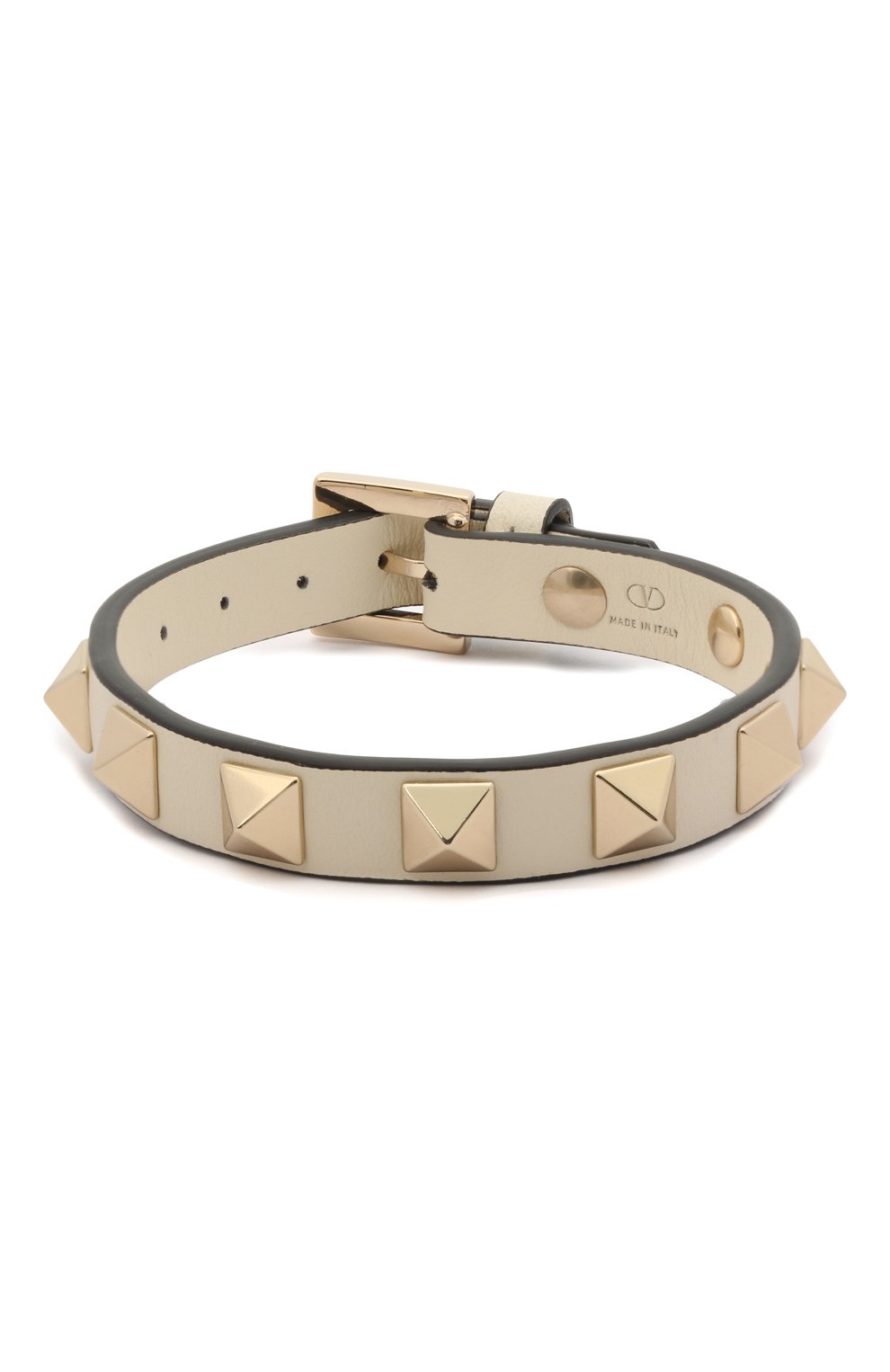 Женский браслет rockstud VALENTINO кремвого цвета, арт. VW2J0255/VIT | Фото 1 (Материал: Кожа)