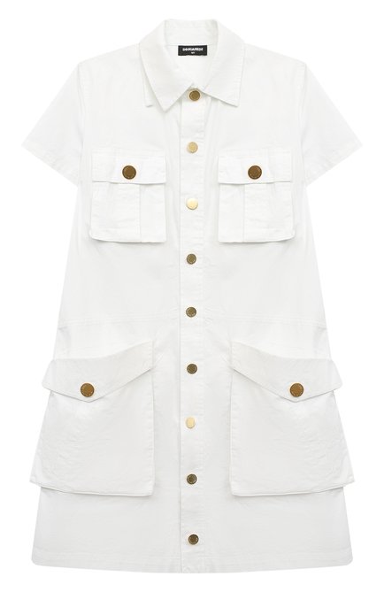 Мужского хлопковое платье DSQUARED2 белого цвета, арт. DQ1526/D0A38 | Фото 1 (Рукава: Короткие; Материал внешний: Хлопок)