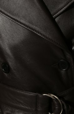 Женский кожаный тренч BATS коричневого цвета, арт. FW_TR_2201 | Фото 5 (Рукава: Длинные; Стили: Гламурный; Длина (верхняя одежда): Длинные; Материал внешний: Натуральная кожа; Материал подклада: Вискоза)