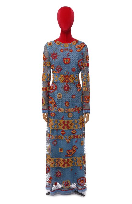 Женское платье-макси VALENTINO разноцветного цвета, арт. KB3VD295/1ED | Фото 1 (Материал подклада: Синтетический материал; Материал внешний: Синтетический материал)