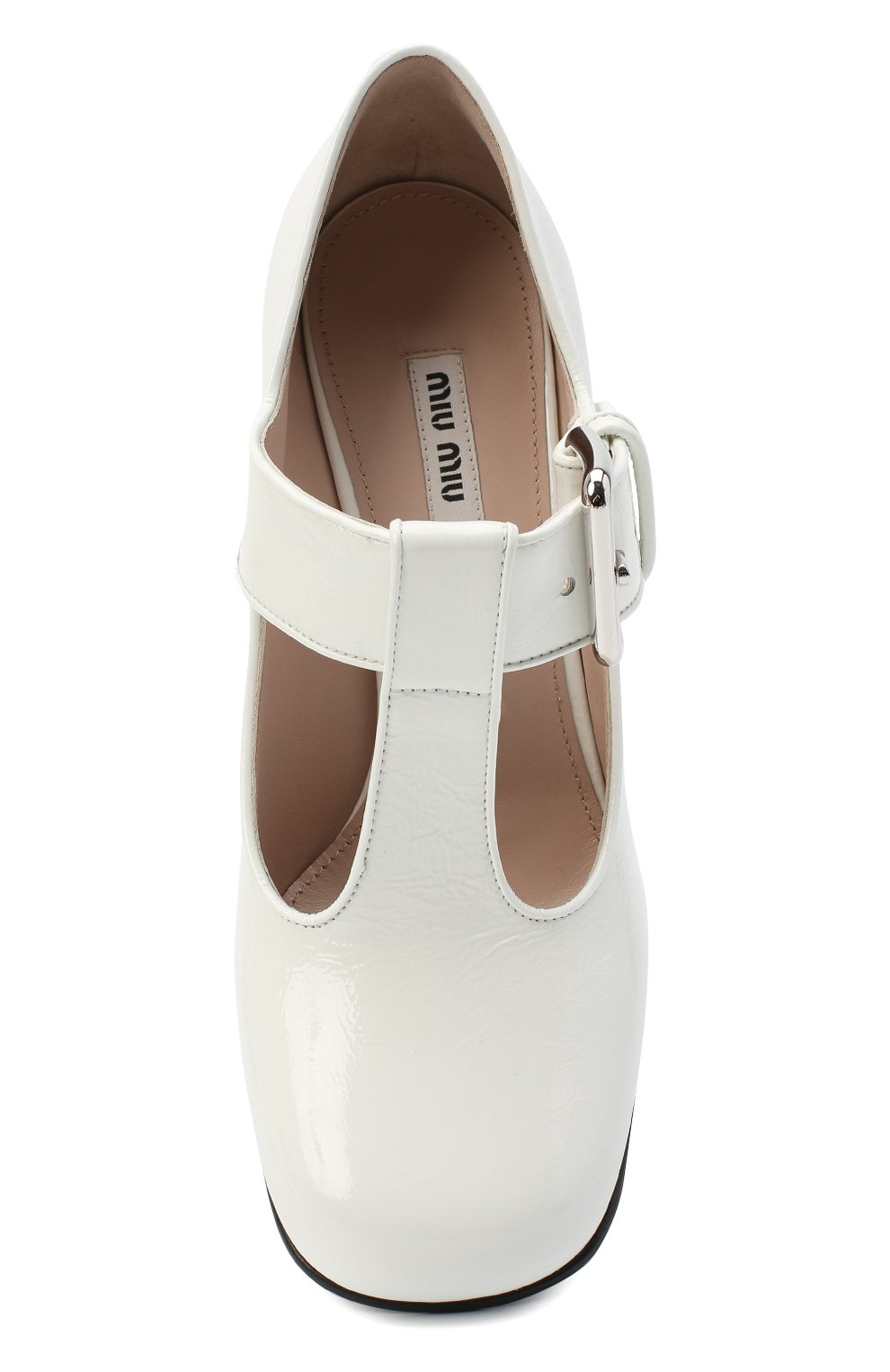 Женские кожаные туфли MIU MIU белого цвета, арт. 5I242D-3AQF-F0009-A085 | Фото 5 (Каблук высота: Высокий; Каблук тип: Устойчивый; Подошва: Плоская)
