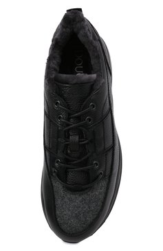 Мужские комбинированные кроссовки DOUCAL'S черного цвета, арт. DU2625JUSTPM208NN00 | Фото 5 (Материал внешний: Текстиль, Кожа; Материал утеплителя: Натуральный мех; Стили: Классический; Подошва: Массивная)