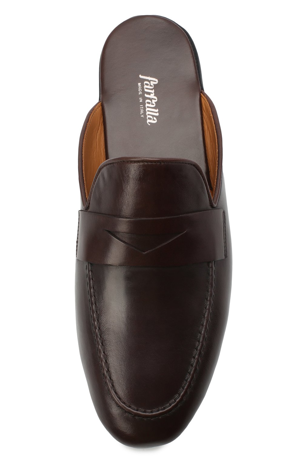 Мужского кожаные домашние туфли FARFALLA темно-коричневого цвета, арт. G13 | Фото 5 (Материал внутренний: Натуральная кожа; Мужское Кросс-КТ: тапочки-обувь)