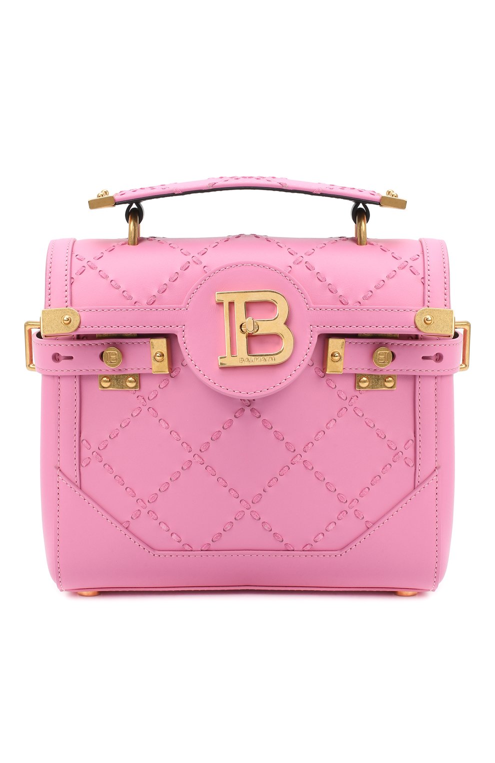 Женская сумка bbuzz 23 BALMAIN розового цвета, арт. UN1S501/LMCR | Фото 1 (Сумки-технические: Сумки че�рез плечо, Сумки top-handle; Материал: Натуральная кожа; Ремень/цепочка: На ремешке; Размер: small)
