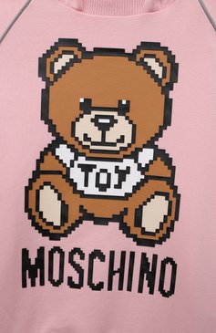 Детский хлопковое худи MOSCHINO светло-розового цвета, арт. HUF05Q/LDA13/4A-8A | Фото 3 (Тематический товар: Teddy Bear; Рукава: Длинные; Материал сплава: Проставлено; Материал внешний: Хлопок; Драгоценные камни: Проставлено; Девочки Кросс-КТ: Худи-одежда; Ростовка одежда: 4 года | 104 см, 5 лет | 110 см, 6 лет | 116 см, 8 лет | 128 см)