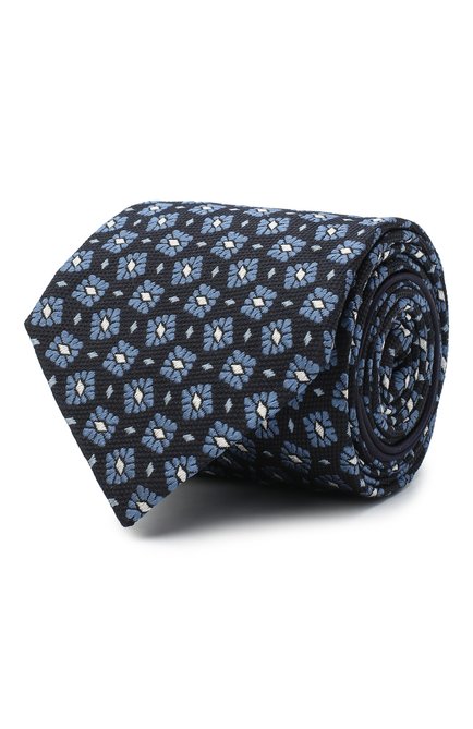 Мужской шелковый галстук ZEGNA COUTURE голубого цвета, арт. Z8C00/15C | Фото 1 (Материал: Шелк, Текстиль; Принт: С принтом)
