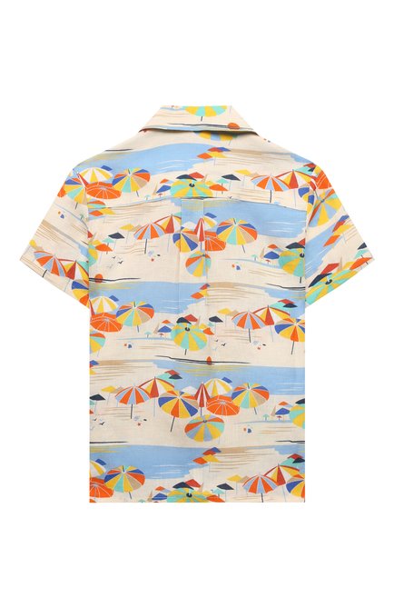 Детская льняная рубашка LORO PIANA разноцветного цвета, арт. FAM0363 | Фото 2 (Рукава: Короткие; Материал внешний: Лен)