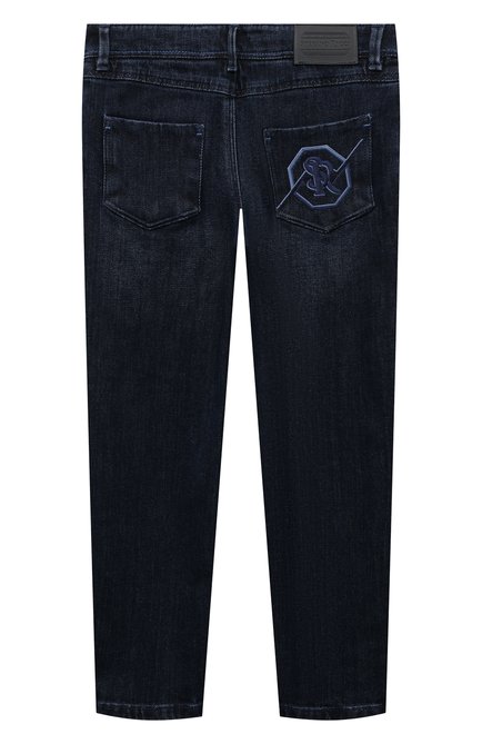 Детские джинсы STEFANO RICCI JUNIOR темно-синего цвета, арт. Y8T3302100/TMAR | Фото 2 (Материал внешний: Хлопок; Нос: Не проставлено; Материал сплава: Проставлено)