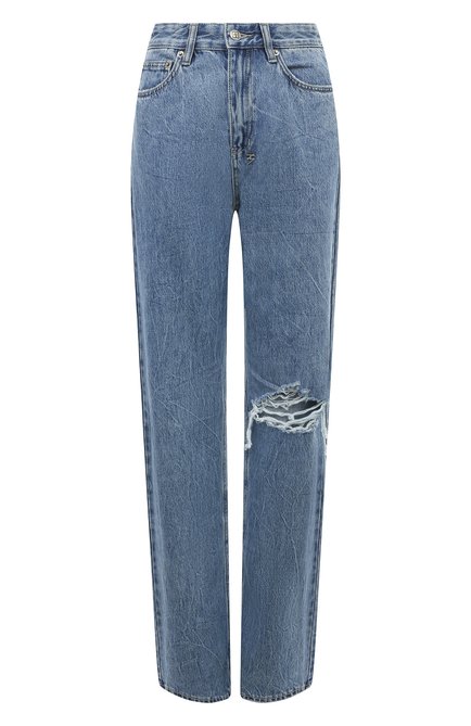 Женские джинсы KSUBI синего цвета, арт. WFA23DJ001 | Фото 1 (Драгоценные камни: Проставлено; Материал сплава: Проставлено; Материал внешний: Хлопок; Длина (брюки, джинсы): Стандартные)