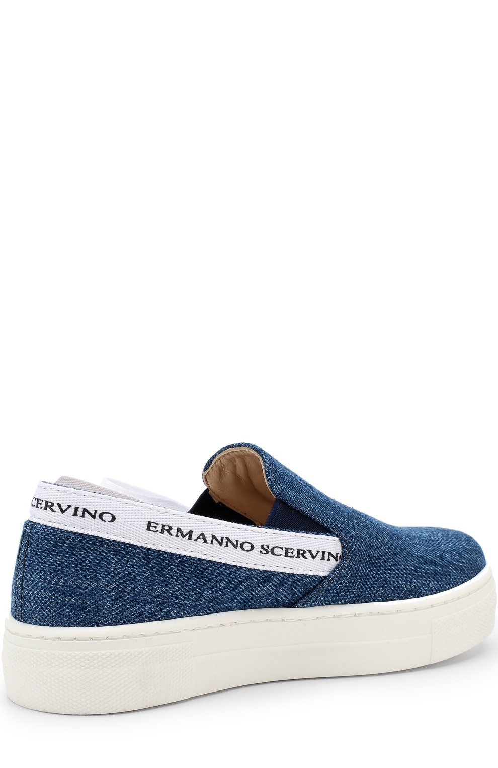 Детские текстильные слипоны с бантом ERMANNO SCERVINO синего цвета, арт. 55679/28-35 | Фото 3 (Материал внешний: Текстиль; Статус проверки: Проверено)