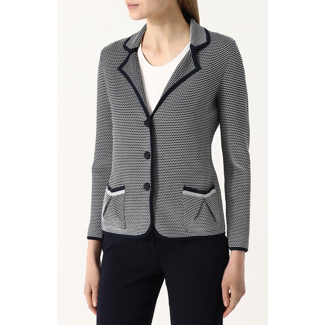 Приталенный вязаный жакет с контрастной отделкой Giorgio Armani  3ZAGA3/AM62Z Фото 3