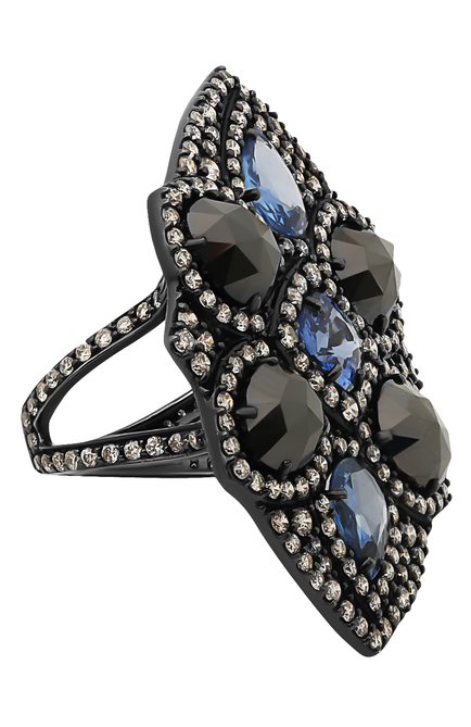 Женские кольцо SUTRA JEWELS бесцветного цвета, арт. SJR248 | Фото 1 (Материал сплава: Белое золото; Драгоценные камни: Бриллианты, Сапфиры)