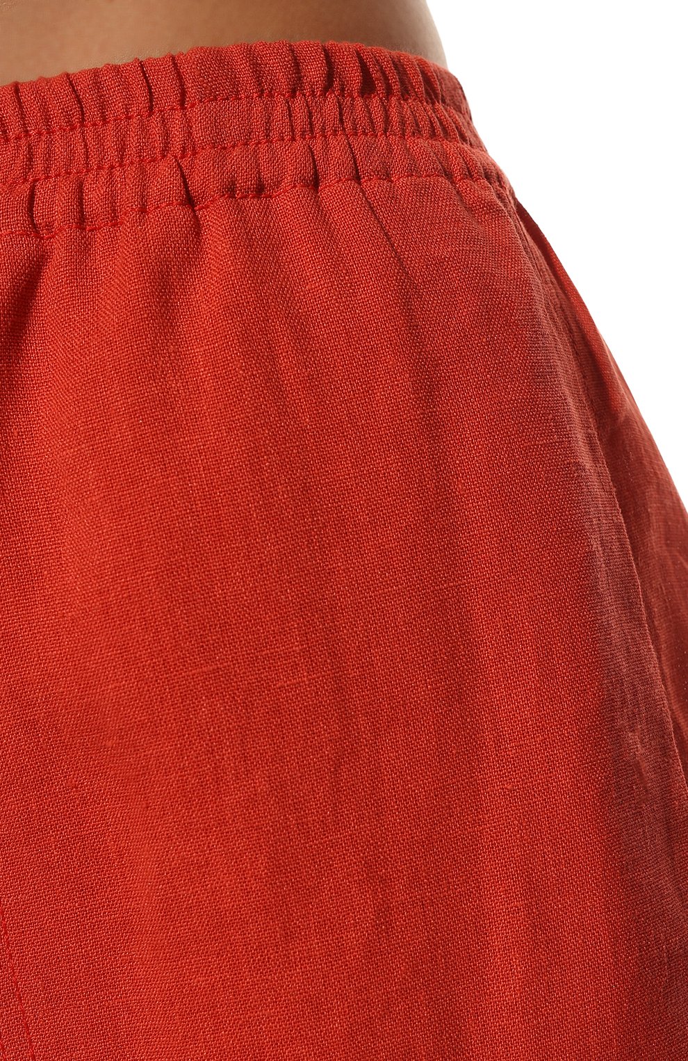Женские льняные брюки GIORGIO ARMANI красного цвета, арт. 2SHPP0NT/T0381 | Фото 5 (Длина (брюки, джинсы): Стандартные; Женское Кросс-КТ: Брюки-одежда; Силуэт Ж (брюки и джинсы): Джоггеры; Стили: Спорт-шик; Материал внешний: Лен)