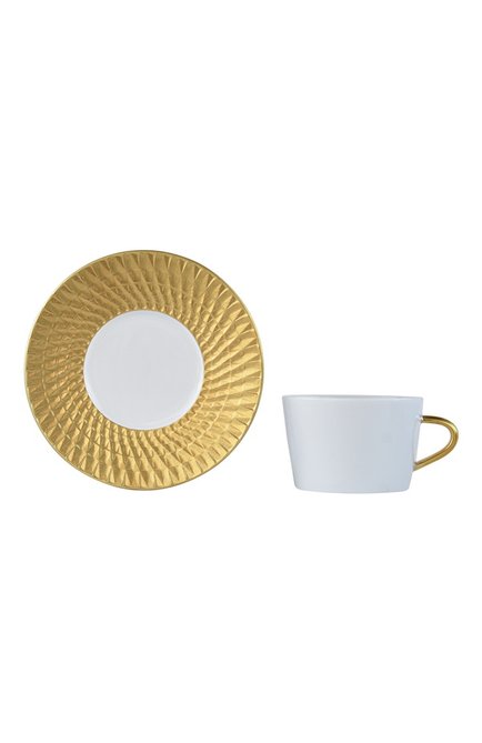Кофейная чашка с блюдцем twist or BERNARDAUD золотого цвета, арт. 1849/79 | Фото 2 (Ограничения доставки: fragile-2)