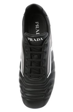 Мужские кожаные кроссовки rev PRADA черного цвета, арт. 2EG325-A21-F0700 | Фото 5 (Материал утеплителя: Без утеплителя; Подошва: Плоская; Стили: Спорт)