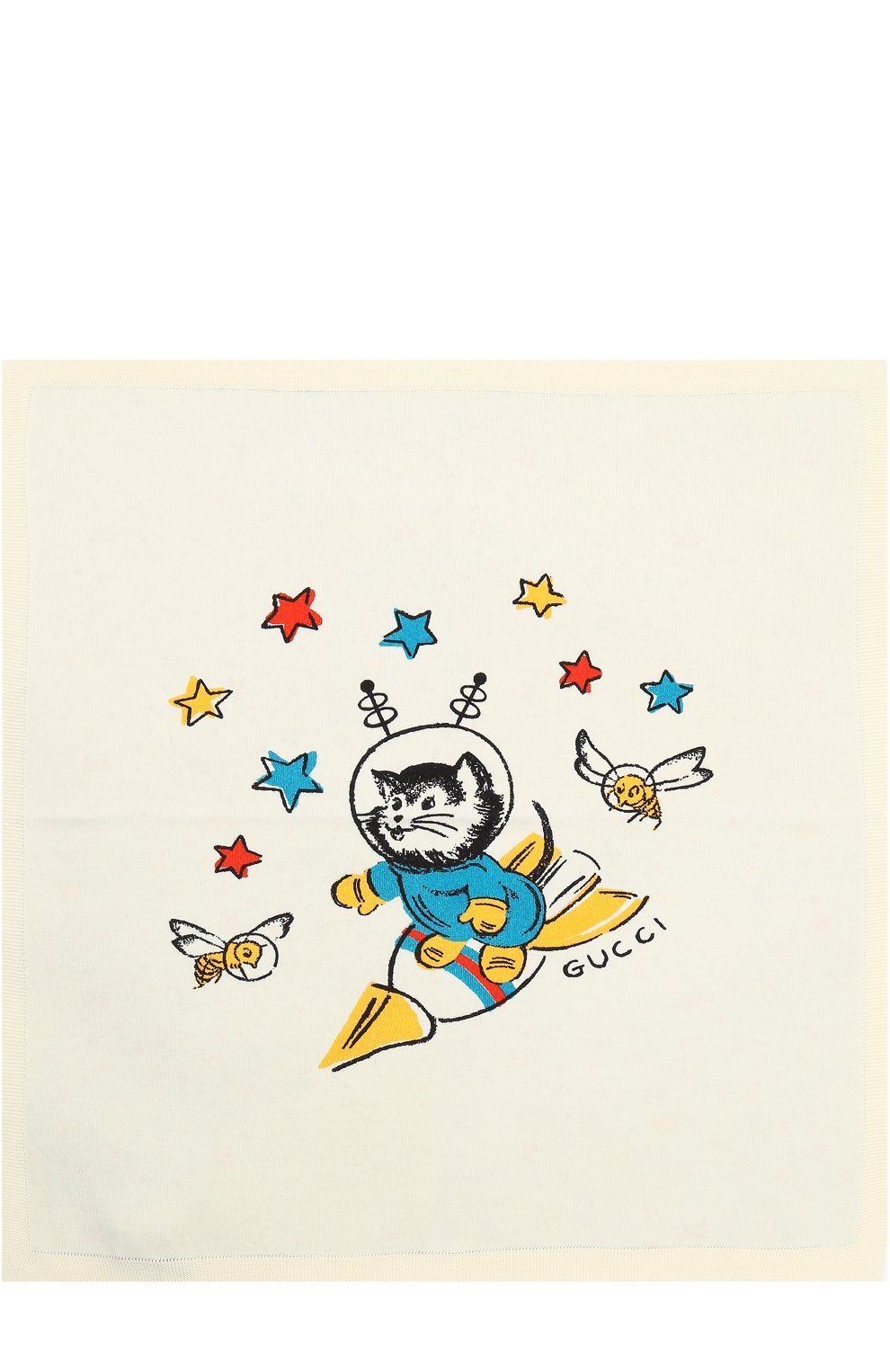 Детского шерстяное одеяло с принтом GUCCI голубого цвета, арт. 473571/3K206 | Фото 3