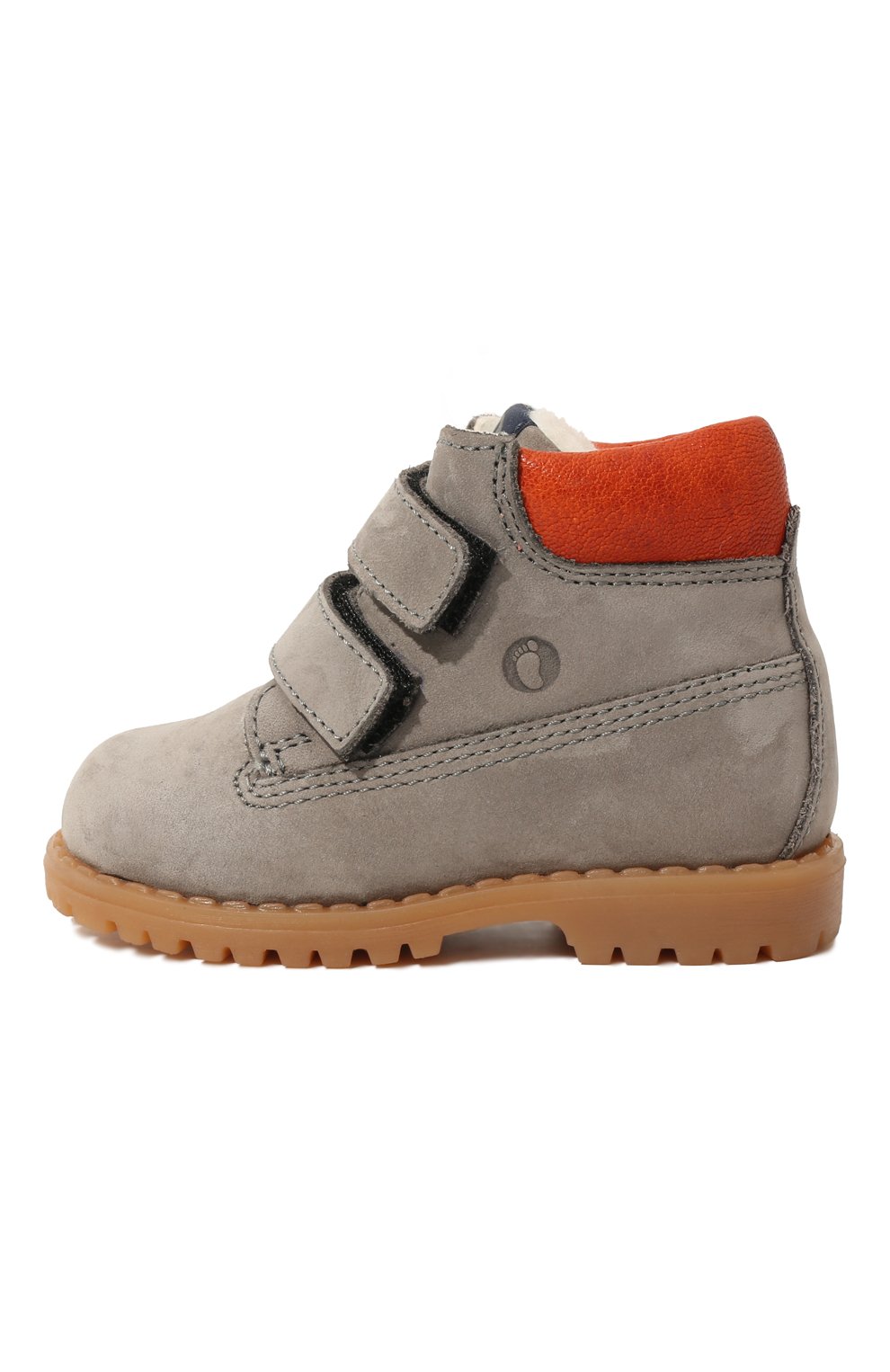 Детские кожаные ботинки WALKEY серого цвета, арт. Y1B4-40015-0415/19-24 | Фото 2 (Материал утеплителя: Натуральный мех; Материал сплава: Проставлено; Нос: Не проставлено)