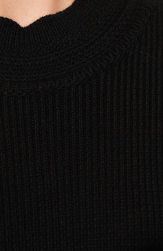 Женский шерстяной пуловер TRUSSARDI черного цвета, арт. 56M00558-0F000780 | Фото 5 (Материал внешний: Шерсть; Рукава: Длинные; Длина (для топов): Стандартные; Материал сплава: Проставлено; Женское Кросс-КТ: Пуловер-одежда; Драгоценные камни: Проставлено; Стили: Кэжуэл)