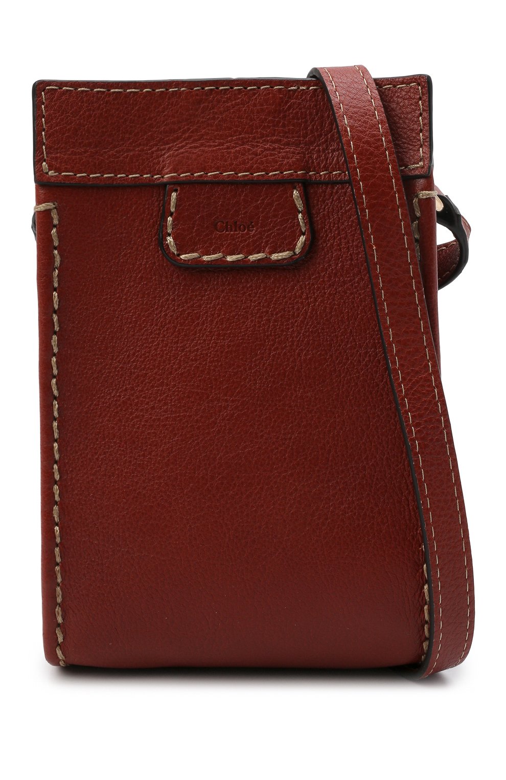 Кожаный чехол edith для iphone CHLOÉ коричневого цвета, арт. CHC21WP165F43 | Фото 6 (Женское Кросс-КТ: Кожа iPhone; Материал: Натуральная кожа)