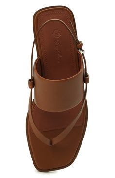 Женские кожаные сандалии frances LORO PIANA коричневого цвета, арт. FAM1477 | Фото 6 (Материал внешний: Кожа; Каблук высота: Низкий; Материал внутренний: Натуральная кожа; Подошва: Плоская)
