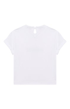 Детская хлопковая футболка BRUNELLO CUCINELLI белого цвета, арт. B0045T085A | Фото 2 (Девочки Кросс-КТ: футболка-одежда; Рукава: Короткие; Материал внешний: Хлопок; Ростовка одежда: 4 года | 104 см, 6 лет | 116 см)