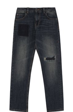 Детские джинсы с декоративными потертостями MARC JACOBS (THE) синего цвета, арт. W24155/6A-12A | Фото 1 (Материал внешний: Хлопок; Статус проверки: Проверено, Проверена категория)