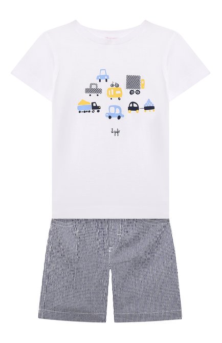 Детский комплект из футболки и шорт IL GUFO синего цвета, арт. P22DP375C3128/3M-9M | Фото 1 (Кросс-КТ НВ: Костюм; Ростовка одежда: 0 - 3 мес | 50 - 60 см, 3 мес | 62 см)