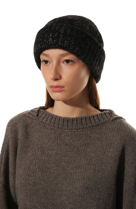 Женская кашемировая шапка TOTÊME темно-серого цвета, арт. 221-866-753 | Фото 2 (Материал: Текстиль, Кашемир, Шерсть)