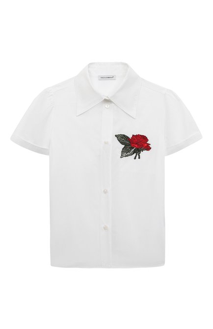 Детское хлопковая блузка DOLCE & GABBANA белого цвета по цене 46800 руб., арт. L55S82/G7J7S/2-6 | Фото 1