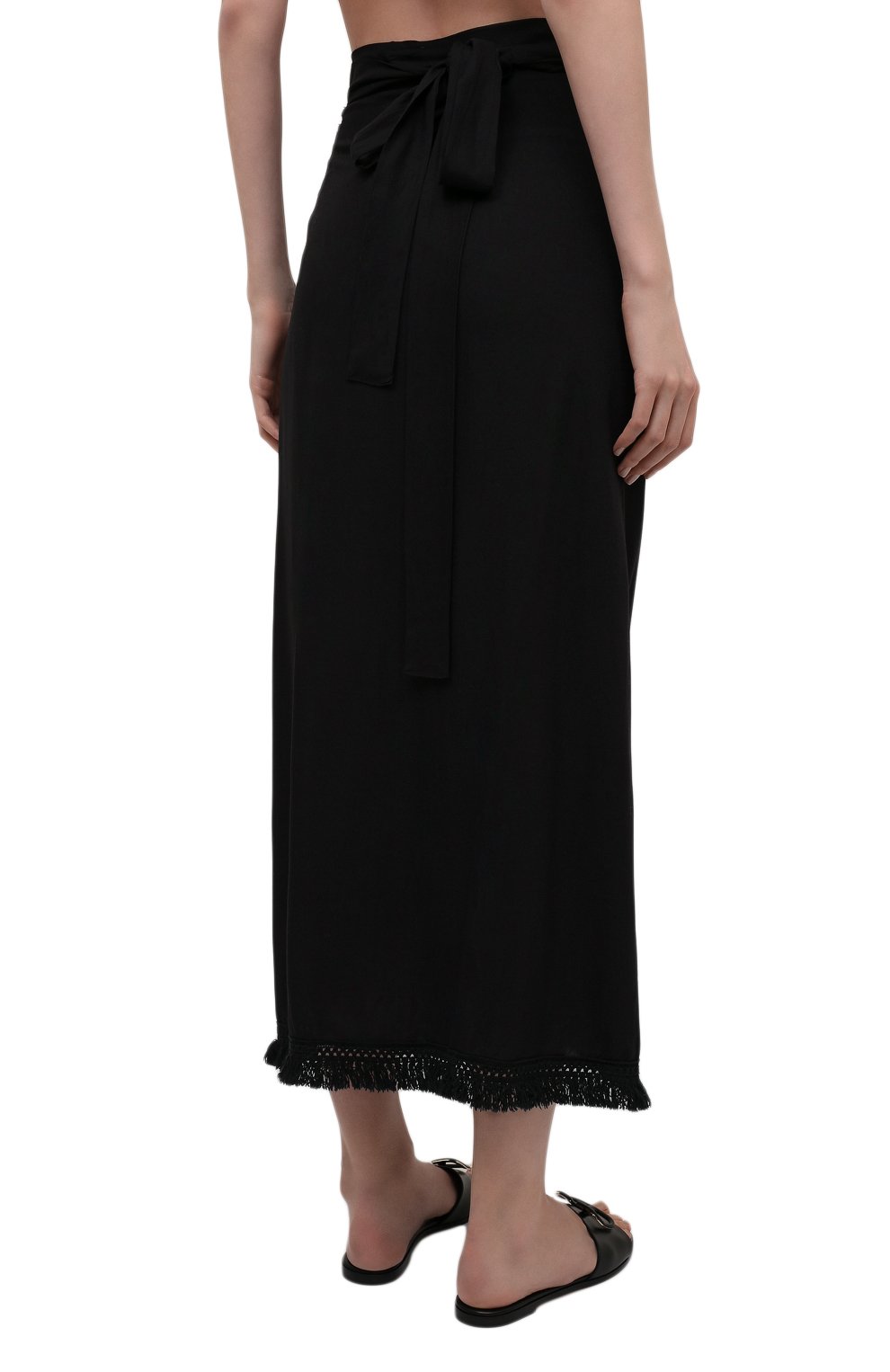 Женская юбка из вискозы MELISSA ODABASH черного цвета, арт. LILY | Фото 4 (Стили: Гламурный; Женское Кросс-КТ: Юбка-одежда; Материал внешний: Вискоза; Длина Ж (юбки, платья, шорты): Макси)