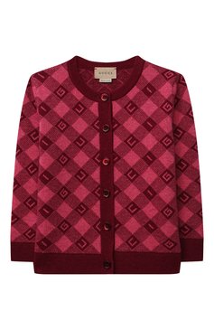 Детский шерстяной кардиган GUCCI бордового цвета, арт. 657380/XKBXM | Фото 1 (Кросс-КТ НВ: Кардиганы)