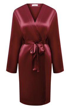 Женский шелковый халат LUNA DI SETA красного цвета, арт. VLST08009 | Фото 1 (Материал внешний: Шелк)