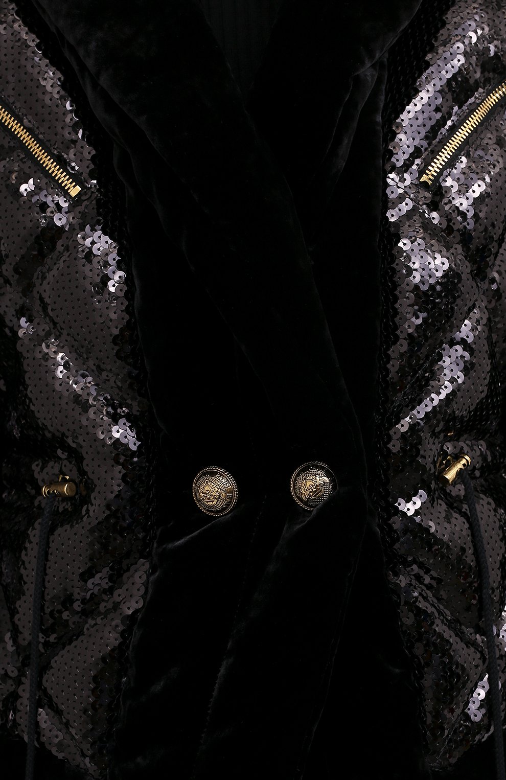 Женская куртка с пайетками BALMAIN черного цвета, арт. UF19502/X284 | Фото 5 (Кросс-КТ: Куртка; Рукава: Длинные; Стили: Гламурный; Женское Кросс-КТ: Пуховик-куртка; Региональные ограничения белый список (Axapta Mercury): Не проставлено; Материал внешний: Синтетический материал; Материал сплава: Проставлено; Материал подклада: Синтетический материал; Драгоценные камни: Проставлено; Длина (верхняя одежда): Короткие)