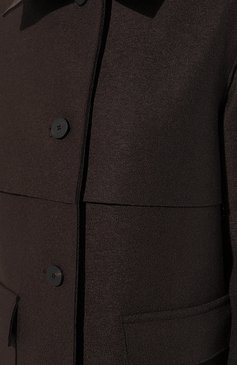 Женское шерстяное пальто HARRIS WHARF LONDON коричневого цвета, арт. A1551MLK-Y | Фото 5 (Материал внешний: Шерсть; Рукава: Длинные; Материал сплава: Проставлено; Стили: Классический; Материал подклада: Синтетический материал; Длина (верхняя одежда): Длинные; 1-2-бортные: Однобортные; Драгоценные камни: Проставлено)