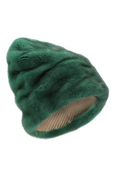 Женская шапка из меха норки шарпей FURLAND зеленого цвета, арт. 0204100110198600000 | Фото 1 (Материал: Натуральный мех)
