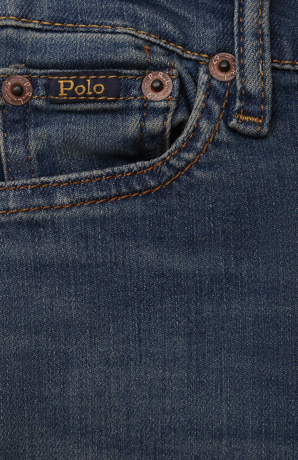Детские джинсы POLO RALPH LAUREN синего цвета, арт. 321854001 | Фото 3 (Материал внешний: Хлопок; Детали: Потертости; Ростовка одежда: 18 мес | 86 см, 3 года | 98 см, 4 года | 104 см)